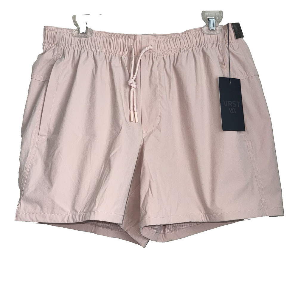 NWT VRST Everyday 5" Shorts Mens Large Relaxed Fit Light Pink Zip Pocket Stretch